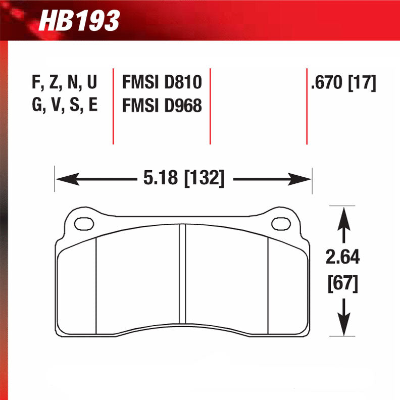 Hawk HB193E.670 Racing Pad - Blue Compound