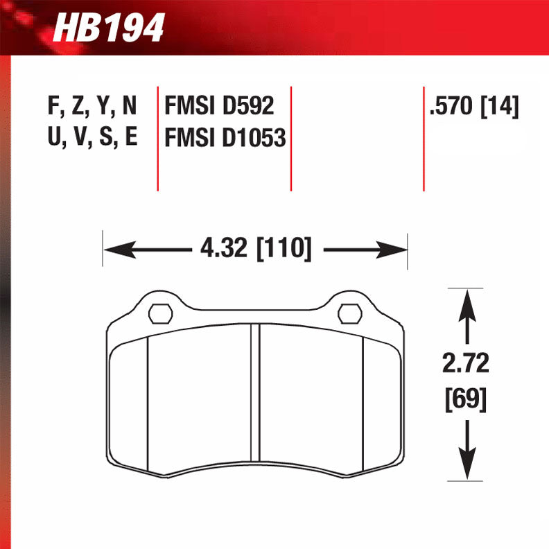 Hawk HB194E.570 Racing Pad - Blue Compound