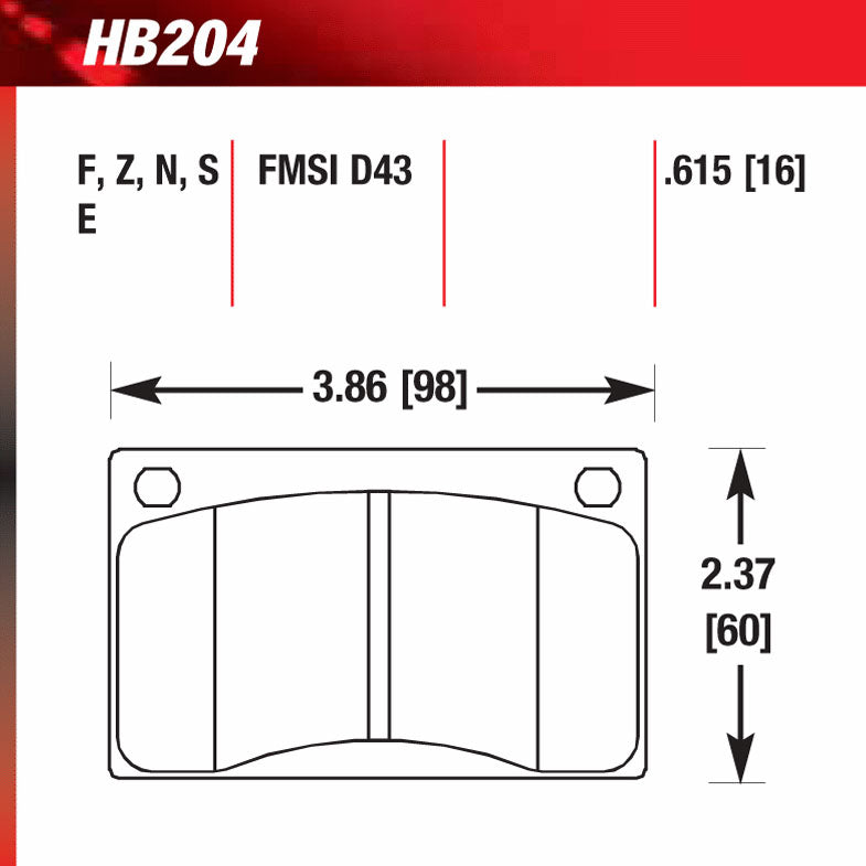 Hawk HB204M.615 Racing Pad - Black Compound