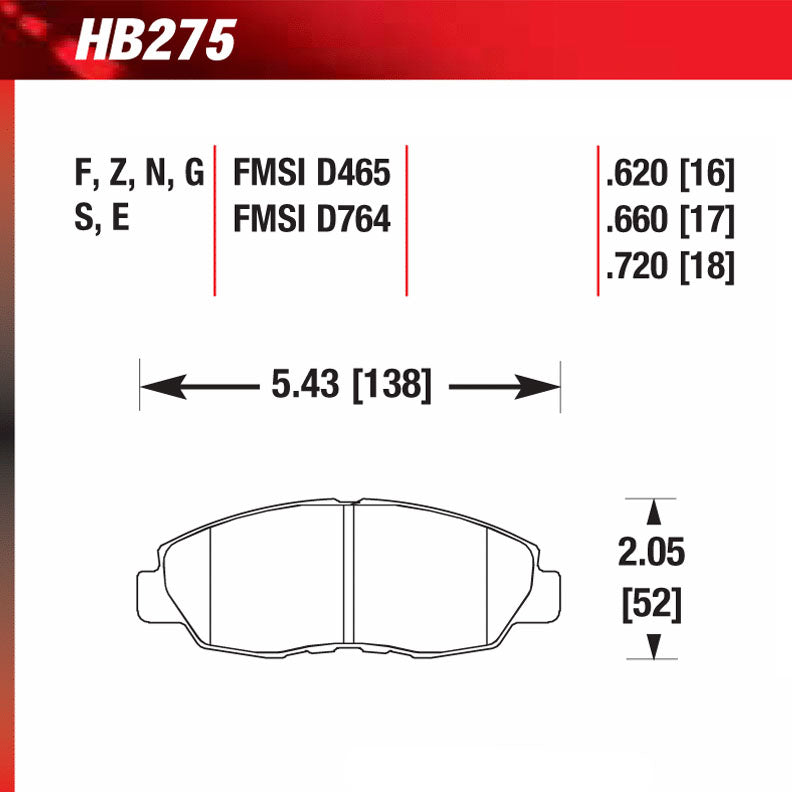 Hawk HB275U.620 Racing Pad - DTC-70 Compound