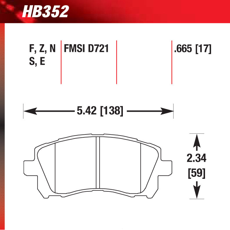 Hawk HB352E.665 Racing Pad - Blue Compound