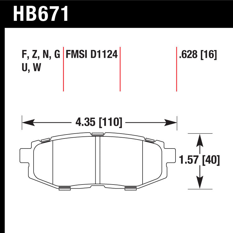 Hawk HB671G.628 Racing Pad - DTC-60 Compound