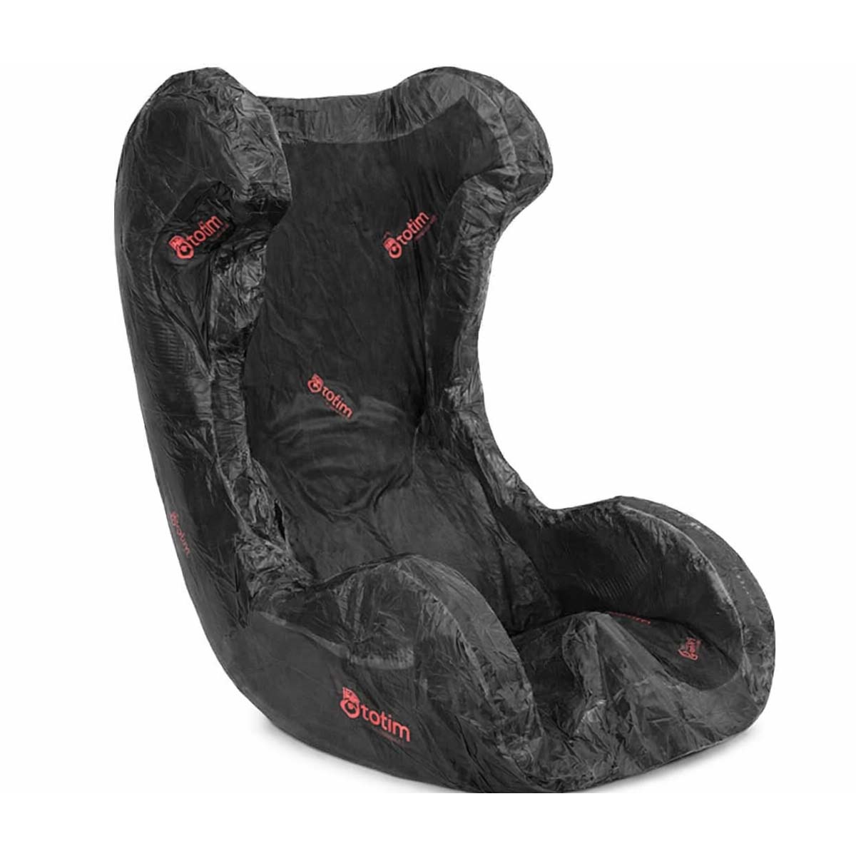Totim Racing 140 × 100 × 85 cm trapezoid foam seat insert kit in FIA fire-resistant pouch — shaped for shoulder-heavy GT, NASCAR, and WRC seats.